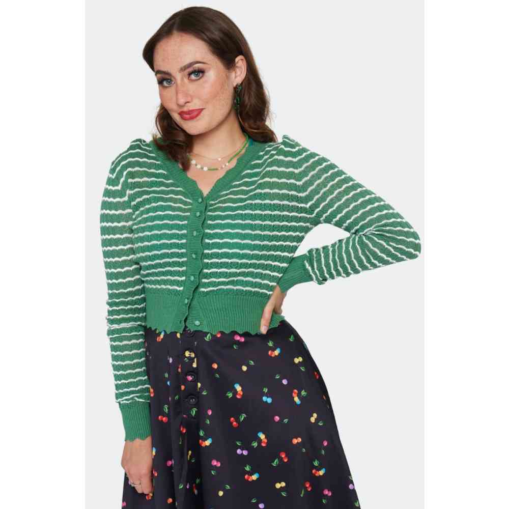Voodoo Vixen - Scallop Patterned Cardigan - Groen